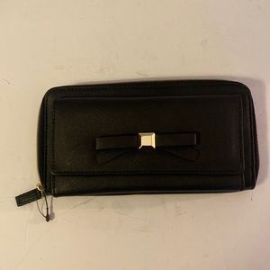 Black Bow Clutch Vegan Wallet